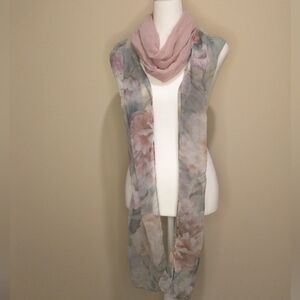 Pastel Pink and Green Lightweight Scarf and Wrap